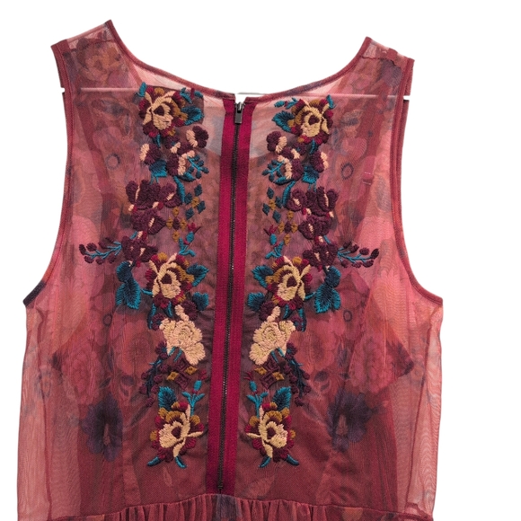 NWOT Johnny Was Biya Krioh Mesh Dress Red Medium - Picture 6 of 8